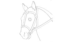 Rekonstruktionszeichnung eines Pferdegeschirrs mit möglichem Befestigungsort des Zierelements.